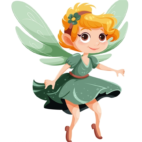 Flying Fairy in Emerald Dress Cutout